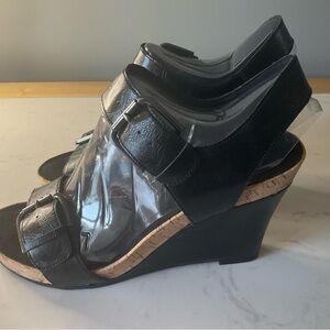 AEROSOLES Black Sandals with Buckle Detail